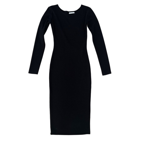 Eve + Enoch Dresses & Skirts - Eve + Enoch Black Ribbed Long Sleeve Midi Dress - Size XS